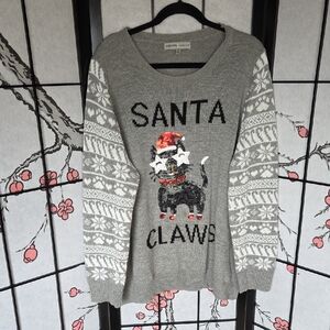 Absolutely Famous Gray Santa Claws Sweater With Bells Size 3XL